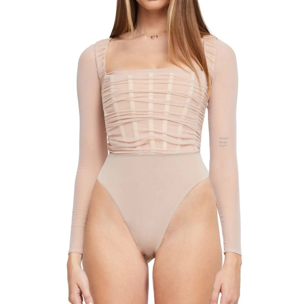 Nookie Vision Long Sleeve Bodysuit Nude Large NWT